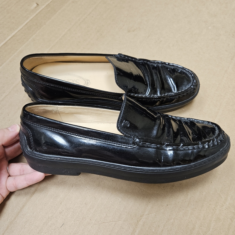 Tod's Driving Loafers Patent Leather Black Size 38 - Picture 14 of 14